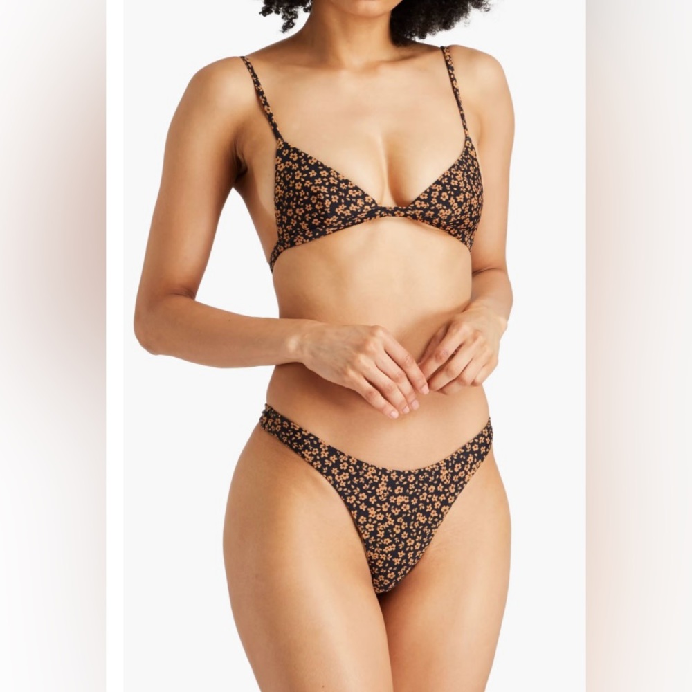 MATTEAU Triangle floral-print bikini 3 Piece Set. Sz 5 (L) New